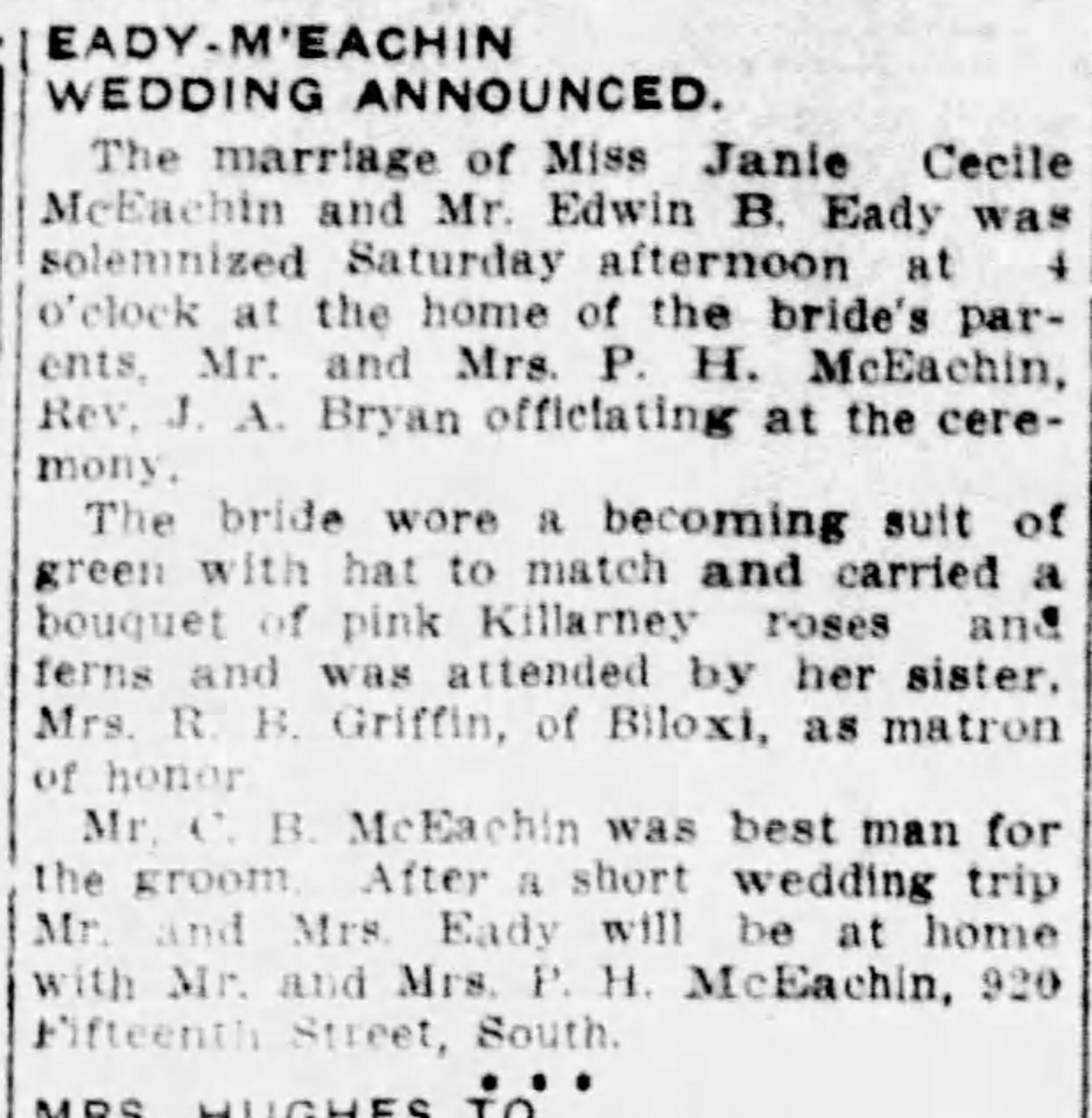 Janie Cecile McEachin-Edwin B. Eady